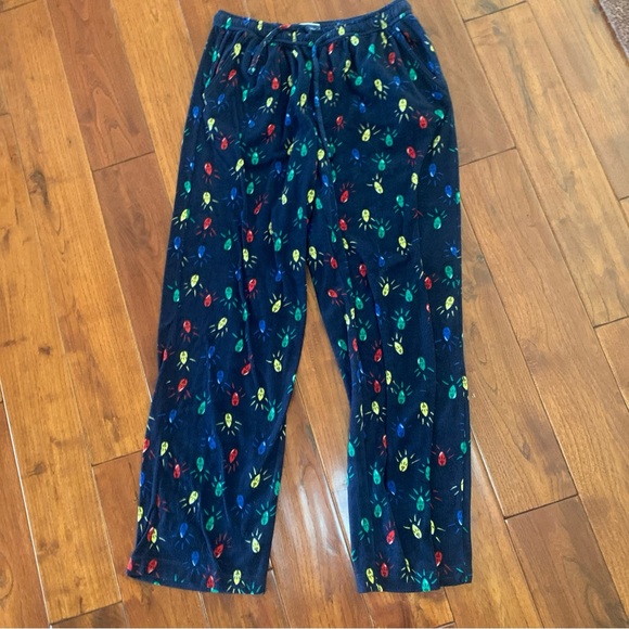 MACY*S Club Room Holiday Lights Fleece Drawstring Pajama Pants Navy Blue Men's M - Picture 1 of 5